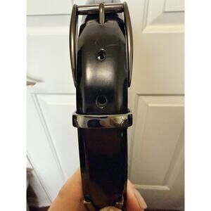 Fossil Black polished Leather Belt with Gunmetal solid brass Buckle | size 40